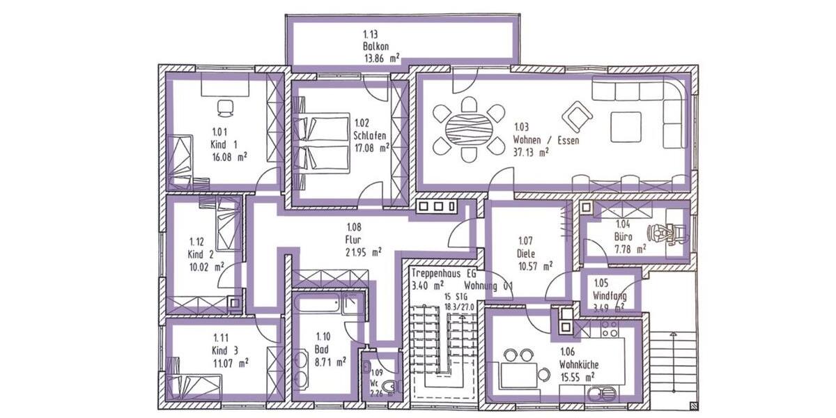 Hochparterre Höfen an der Enz - 5.5 Zimmer, 165 m&sup2;, 375.000&euro; | Angebot:24409933