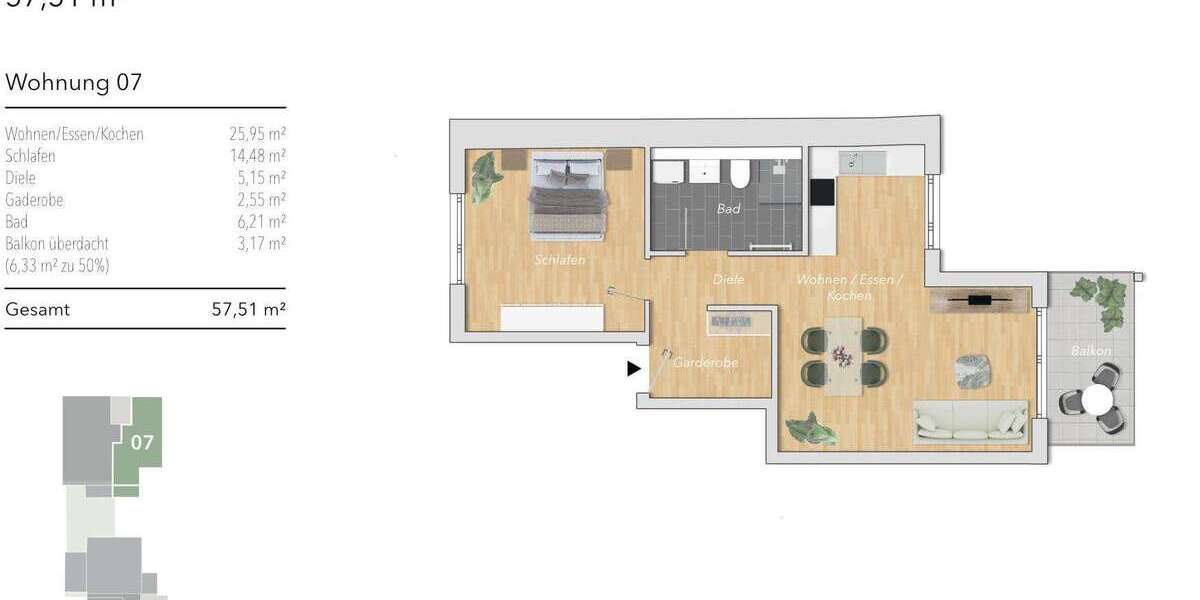 Etagenwohnung Karlsbad - 2 Zimmer, 58 m&sup2;, 310.000&euro; | Angebot:24462761