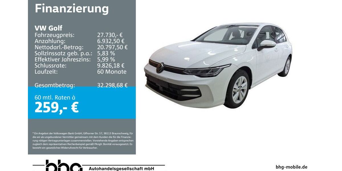 VW Golf 1.468 km 27.330 &euro; Durmersheim 76448