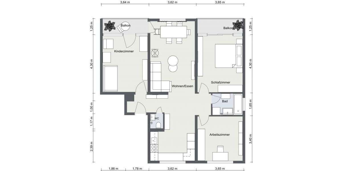 Moderne 4-Zimmer-Wohnung mit 2 Balkonen – ideal für Mitarbeitende des Mercedes-Benz-Werks - Etagenwohnung Rastatt | Angebot:26985895