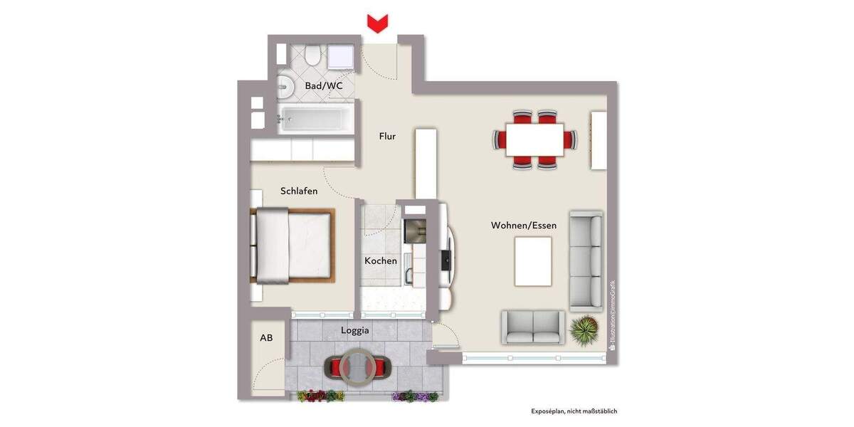 Etagenwohnung Ettlingen - 2 Zimmer, 59 m&sup2;, 185.000&euro; | Angebot:25727445