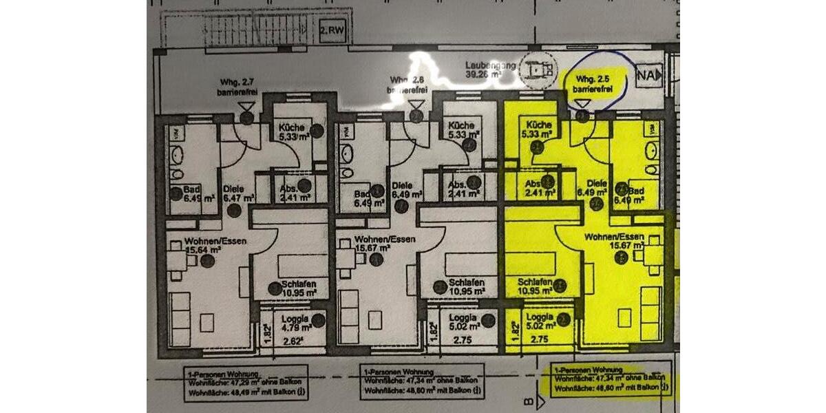 Etagenwohnung Baden-Baden Balg - 2 Zimmer, 54 m&sup2;, 1.000&euro; | Angebot:26460088