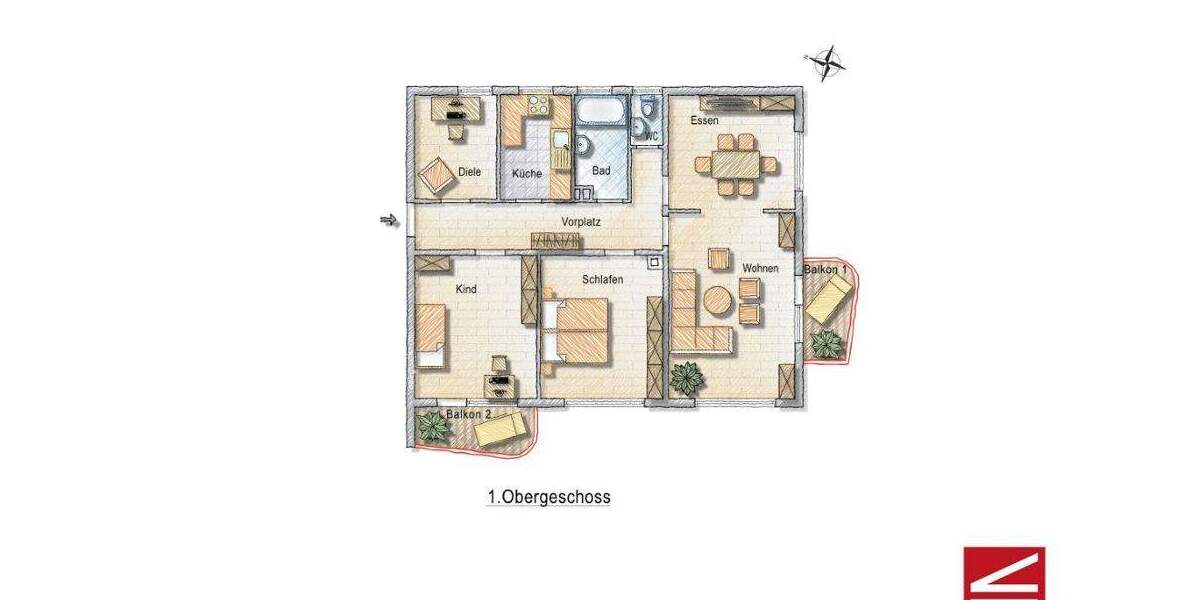 Etagenwohnung Baden-Baden Innenstadt - 3 Zimmer, 97 m&sup2;, 348.000&euro; | Angebot:25692849