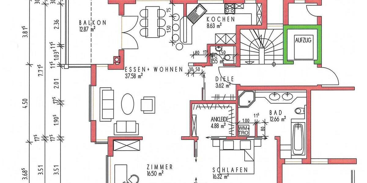 Etagenwohnung Baden-Baden Innenstadt - 3 Zimmer, 107 m&sup2;, 630.000&euro; | Angebot:25674407