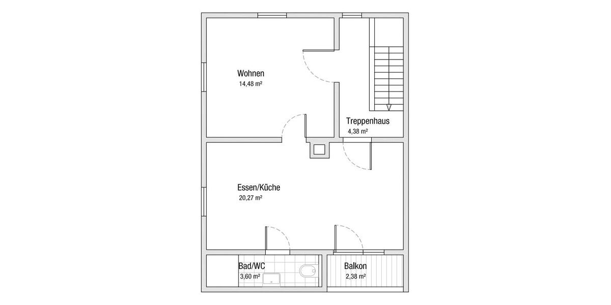 Etagenwohnung Gernsbach - 2 Zimmer, 44 m&sup2;, 650&euro; | Angebot:23991094