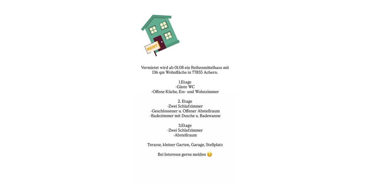 Reihenhaus Sasbach - 5 Zimmer, 136 m&sup2;, 1.400&euro; | Angebot:26678224