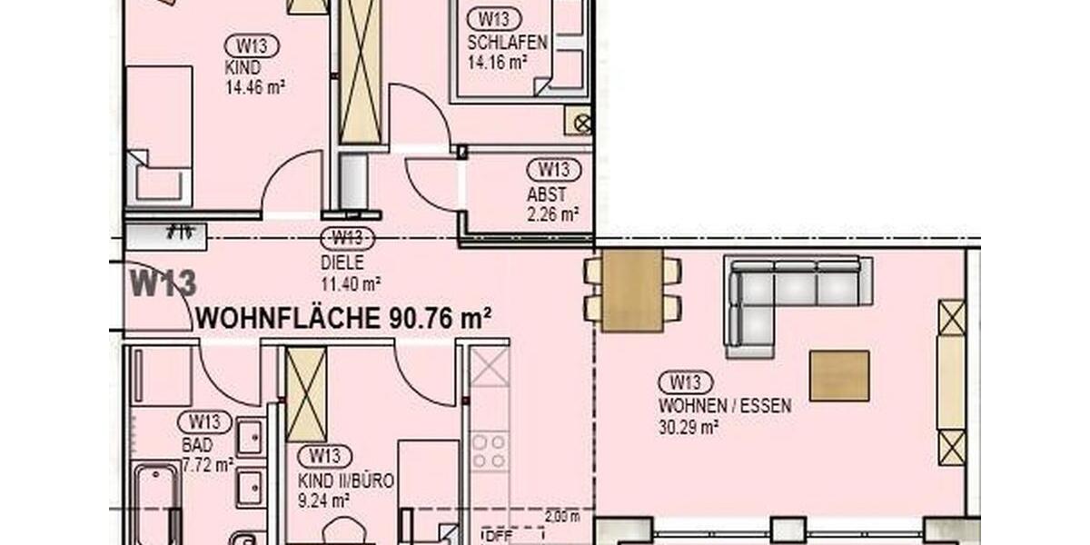Etagenwohnung Baden-Baden Lichtental - 4 Zimmer, 91 m&sup2;, 1.140&euro; | Angebot:26443761