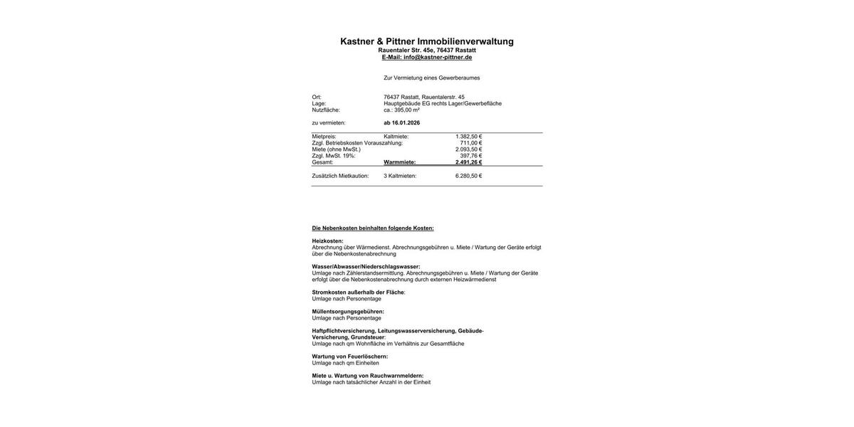 Gewerbeobjekt Rastatt - 2.491&euro; | Angebot:24545532