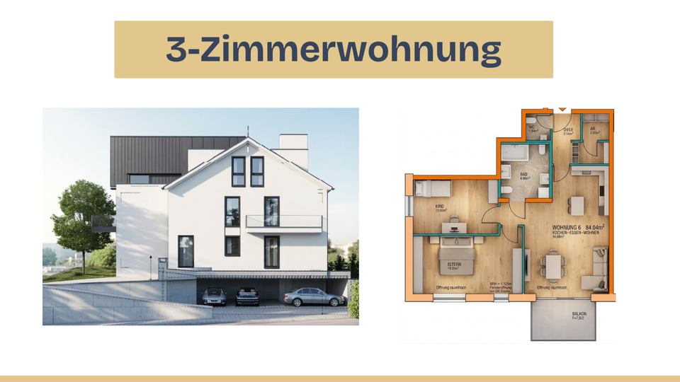 Etagenwohnung Baden-Baden Balg - 3 Zimmer, 84 m&sup2;, 447.000&euro; | Angebot:25888006