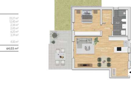 Wohnung Karlsbad - 2 Zimmer, 64 m&sup2;, 345.000&euro; | Angebot:25390398