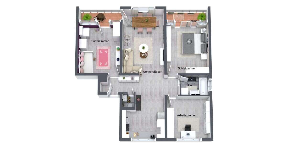 Moderne 4-Zimmer-Wohnung mit 2 Balkonen – ideal für Mitarbeitende des Mercedes-Benz-Werks - Etagenwohnung Rastatt | Angebot:26985895