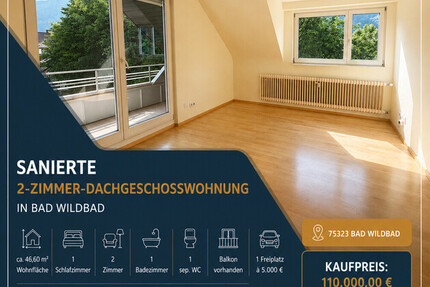 Zentrale 2-Zimmer Dachwohnung mit Balkon - Wohnung Bad Wildbad Wildbad | Angebot:27278625