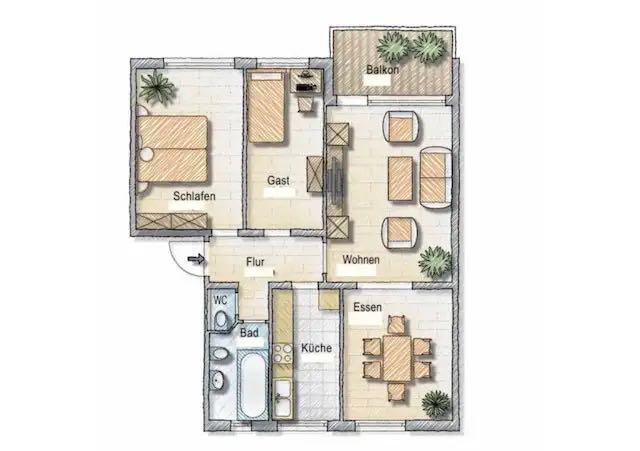 Erdgeschoßwohnung Baden-Baden Lichtental - 4 Zimmer, 95 m&sup2;, 325.000&euro; | Angebot:26041213