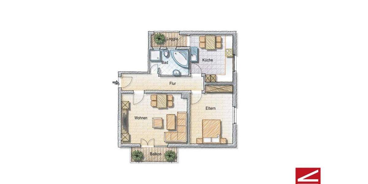 Etagenwohnung Baden-Baden Oos - 2 Zimmer, 71 m&sup2;, 235.000&euro; | Angebot:25692848