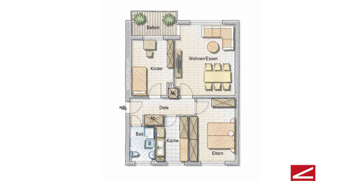 Etagenwohnung Baden-Baden Oos - 3 Zimmer, 75 m&sup2;, 239.000&euro; | Angebot:25738628