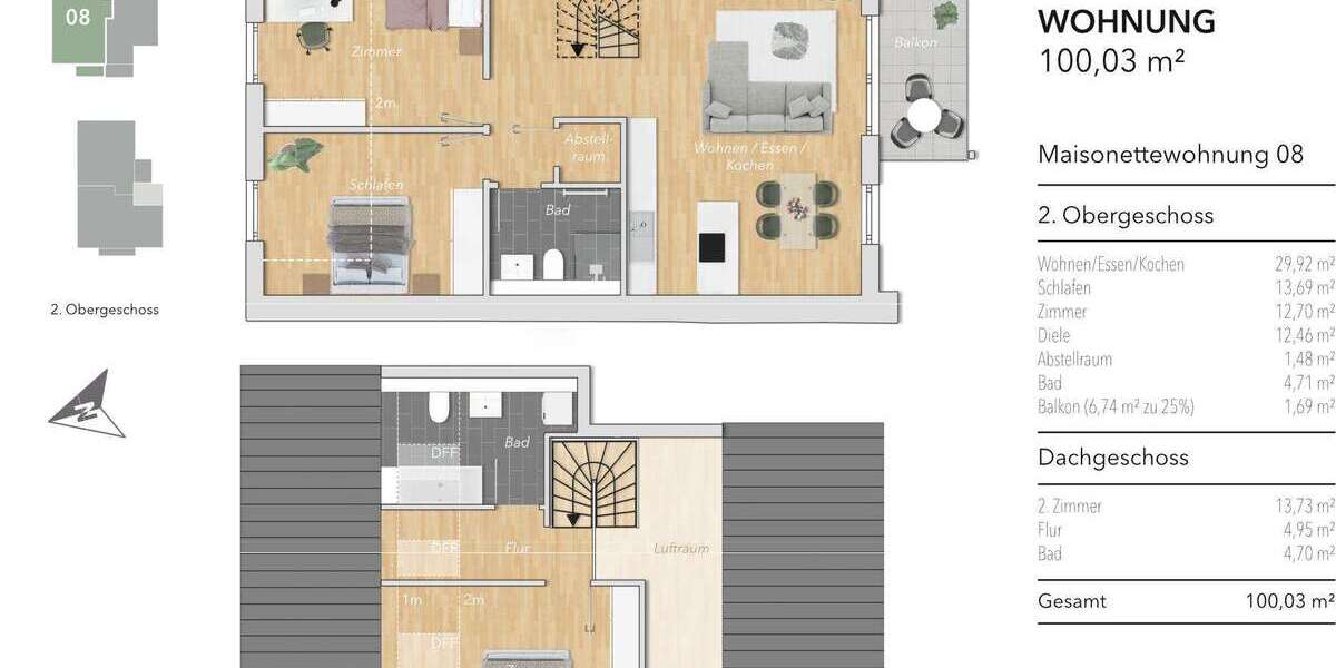 Etagenwohnung Karlsbad - 4 Zimmer, 100 m&sup2;, 499.000&euro; | Angebot:24462759