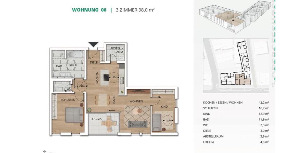 Etagenwohnung Baden-Baden Balg - 3 Zimmer, 98 m&sup2;, 1.415&euro; | Angebot:26565145
