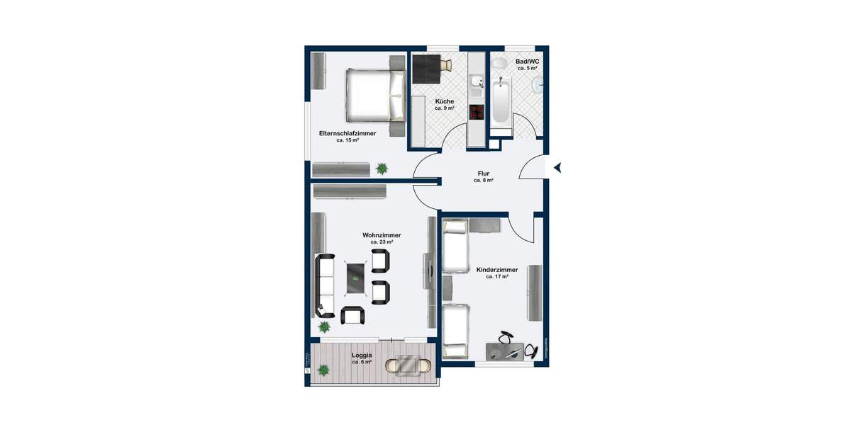 Etagenwohnung Baden-Baden Lichtental - 3 Zimmer, 83 m&sup2;, 289.000&euro; | Angebot:25694708